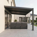 PURPLE LEAF Caesar Wall Mounted Louvered Pergola, All-Aluminum Patio Cover with Adjustable Roof, Hidden Gutter Drainage, Lean-to Pergola for Deck, Backyard, Porch, Dark Gray