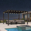 PURPLE LEAF Caesar Louvered Pergola Outdoor Adjustable Louvre Shade Modern Patio Aluminum Pergola with  Yellow Lights