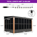 PURPLE LEAF Wall Mounted Sunroom Galvanized Steel Sloped Roof Lean-to Gazebo Aluminum Grey Frame Wood Grain Columns for Outdoor Home Extension with String Lights