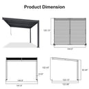 PURPLE LEAF Caesar Wall Mounted Louvered Pergola, All-Aluminum Patio Cover with Adjustable Roof, Hidden Gutter Drainage, Lean-to Pergola for Deck, Backyard, Porch, Dark Gray