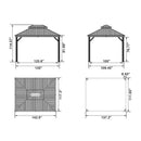 PURPLE LEAF Patio Gazebo for Backyard Grey Hardtop Galvanized Steel Roof Awning with Upgrade Curtain