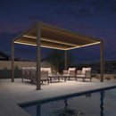 PURPLE LEAF Athena Louvered Pergola Bronze Outdoor Aluminum Pergola with Strip Lights Adjustable Gazebo for Patio Deck Garden