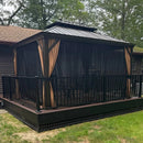 PURPLE LEAF Outdoor Hardtop Gazebo for Garden Bronze Double Roof Aluminum Frame Pavilion with Reinforcement Support Rod
