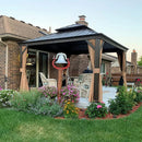 PURPLE LEAF Outdoor Hardtop Gazebo for Garden Bronze Double Roof Aluminum Frame Pavilion with String Lights-clear