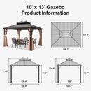 PURPLE LEAF Outdoor Hardtop Gazebo for Garden Bronze Double Roof Aluminum Frame Pavilion