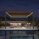 PURPLE LEAF Athena Louvered Pergola Bronze Outdoor Aluminum Pergola with Strip Lights Adjustable Gazebo for Patio Deck Garden