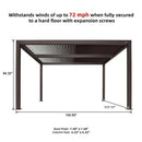 PURPLE LEAF Athena Louvered Pergola Bronze Outdoor Aluminum Pergola with Strip Lights Adjustable Gazebo for Patio Deck Garden