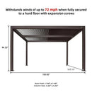 PURPLE LEAF Athena Louvered Pergola Khaki Outdoor Aluminum Pergola with Solid Color Roller Blind Adjustable Gazebo for Patio Deck Garden