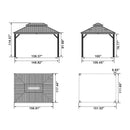 PURPLE LEAF Patio Gazebo for Backyard Grey Hardtop Galvanized Steel Roof Awning with String Lights-clear