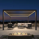 PURPLE LEAF Athena Louvered Pergola Grey Outdoor Aluminum Pergola with Strip Lights Adjustable Gazebo for Patio Deck Garden
