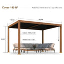 PURPLE LEAF Caesar Louvered Pergola Outdoor Wood Grain Frame Gray  Roof Aluminum Pergola with Adjustable Roof Patio Hardtop Gazebo for Backyard Garden