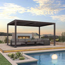 PURPLE LEAF Caesar Louvered Pergola Outdoor Adjustable Louvre Shade Modern Patio Aluminum Pergola with  Yellow Lights