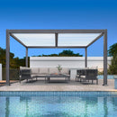 PURPLE LEAF Caesar Outdoor Louvered Pergola Patio Sun Shade Shelter with Adjustable Hardtop Patio Pergola Gray Frame White Roof