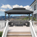 PURPLE LEAF Patio Gazebo for Backyard Grey Hardtop Galvanized Steel Roof Awning（not include curtains）