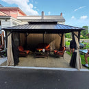 PURPLE LEAF Hardtop Gazebo Featuring Galvanized Steel Double Roof and Bronze Aluminum Frame with Curtains and Netting for Poolside with Lights-clear