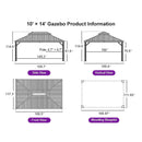 PURPLE LEAF Hardtop Gazebo for Patio Wood Grain Aluminum Frame Awning with String Lights-clear