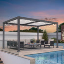 PURPLE LEAF Caesar Louvered Pergola with Milky String Lights Patio Aluminum Pergola with Independent Adjustable Rainproof Roof With Milky Lights
