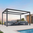 PURPLE LEAF Athena Louvered Pergola Modern Grey Pergola with White Roof for Deck Backyard Garden