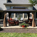 PURPLE LEAF Outdoor Hardtop Gazebo for Garden Bronze Double Roof Aluminum Frame Pavilion with Reinforcement Support Rod