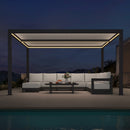 PURPLE LEAF Athena Louvered Pergola Grey Outdoor Aluminum Pergola with Strip Lights Adjustable Gazebo for Patio Deck Garden