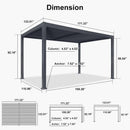 PURPLE LEAF Caesar Louvered Pergola with Yellow String Lights Patio Aluminum Pergola with Independent Adjustable Rainproof Roof Hardtop Pergola for Outdoor Deck Garden Yard