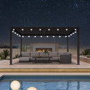 PURPLE LEAF Caesar Louvered Pergola Outdoor Adjustable Louvre Shade Modern Patio Aluminum Pergola with  Milky Lights