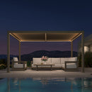 PURPLE LEAF Caesar Solar Louvered Pergola with LED Strip Lights and Control Panel Aluminum Outdoor Pergola with Adjustable Roof for Patio Deck Garden Yard Champagne