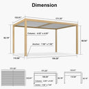 PURPLE LEAF Caesar Louvered Pergola Outdoor Wood Grain Aluminum Pergola with Adjustable Roof Patio Hardtop Gazebo for Backyard Garden