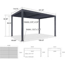 PURPLE LEAF Caesar Outdoor Louvered Pergola Patio Sun Shade Shelter with Adjustable Hardtop Patio Pergola Gray Frame White Roof