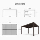 PURPLE LEAF Athena Louvered Pergola Khaki Outdoor Aluminum Pergola with Solid Color Roller Blind Adjustable Gazebo for Patio Deck Garden