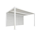 PURPLE LEAF Athena Louvered Pergola white Outdoor Aluminum Pergola with Shutter Wall Adjustable Gazebo Rainproof for Patio Deck Garden