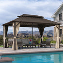 PURPLE LEAF Hardtop Gazebo Featuring Galvanized Steel Double Roof and Bronze Aluminum Frame with Curtains Netting and Reinforcement Support Rods