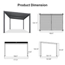 PURPLE LEAF Caesar Hardtop Louvered Pergola, Slanted Roof Outdoor Aluminum Patio Pergola with Adjustable Rainproof Roof, Heavy-Duty Lean to Gazebo for Patios Backyard Deck, Gray