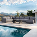 PURPLE LEAF Athena Louvered Pergola Modern Grey Pergola White Roof with Sanori Patio Couch Set Modular Sofas for Deck Backyard Garden