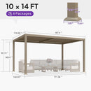 PURPLE LEAF Caesar Solar Louvered Pergola with LED Strip Lights and Control Panel Aluminum Outdoor Pergola with Adjustable Roof for Patio Deck Garden Yard Champagne