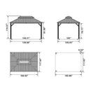 PURPLE LEAF Patio Gazebo for Backyard Grey Hardtop Galvanized Steel Roof Awning with Upgrade Curtain