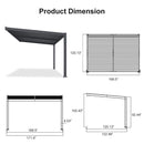 PURPLE LEAF Caesar Wall Mounted Louvered Pergola, All-Aluminum Patio Cover with Adjustable Roof, Hidden Gutter Drainage, Lean-to Pergola for Deck, Backyard, Porch, Dark Gray