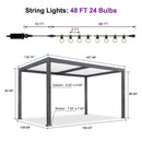 PURPLE LEAF Caesar Louvered Pergola with String Lights Patio Aluminum Pergola with Independent Adjustable Rainproof Roof With Yellow Lights