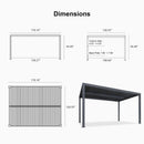 PURPLE LEAF Athena Louvered Pergola Grey Outdoor Aluminum Pergola with Roller Blind Adjustable Gazebo for Patio Deck Garden