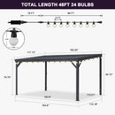 PURPLE LEAF Lean to Gazebo Metal Roof Patio Cover Built-in Drain Slots Wall Mounted Gazebo with Lights-clear for Outdoor Extension