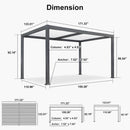 PURPLE LEAF Caesar Outdoor Louvered Pergola Patio Sun Shade Shelter with Adjustable Hardtop Patio Pergola Gray Frame White Roof