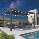 PURPLE LEAF Caesar Louvered Pergola with Milky String Lights Patio Aluminum Pergola with Independent Adjustable Rainproof Roof With Milky Lights
