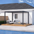 PURPLE LEAF Athena Louvered Pergola Modern Grey Pergola with White Roof for Deck Backyard Garden