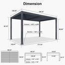 PURPLE LEAF Caesar Solar Louvered Pergola with LED Strip Lights and Control Panel Aluminum Outdoor Pergola with Adjustable Roof for Patio Deck Garden Yard Gray