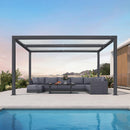 PURPLE LEAF Athena Louvered Pergola Modern Grey Pergola White Roof with Sanori Patio Couch Set Modular Sofas for Deck Backyard Garden