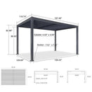 PURPLE LEAF Caesar Outdoor Louvered Pergola Patio Sun Shade Shelter with Adjustable Hardtop Patio Pergola Gray Frame White Roof