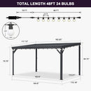PURPLE LEAF Lean to Gazebo Metal Roof Patio Cover Built-in Drain Slots Wall Mounted Gazebo with Lights-mikly for Outdoor Extension