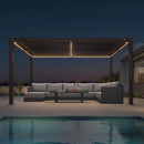 PURPLE LEAF Caesar Solar Louvered Pergola with LED Strip Lights and Control Panel Aluminum Outdoor Pergola with Adjustable Roof for Patio Deck Garden Yard Bronze