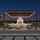 PURPLE LEAF Athena Louvered Pergola Bronze Outdoor Aluminum Pergola with Strip Lights Adjustable Gazebo for Patio Deck Garden