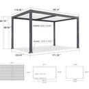 PURPLE LEAF Caesar Outdoor Louvered Pergola Patio Sun Shade Shelter with Adjustable Hardtop Patio Pergola Gray Frame White Roof